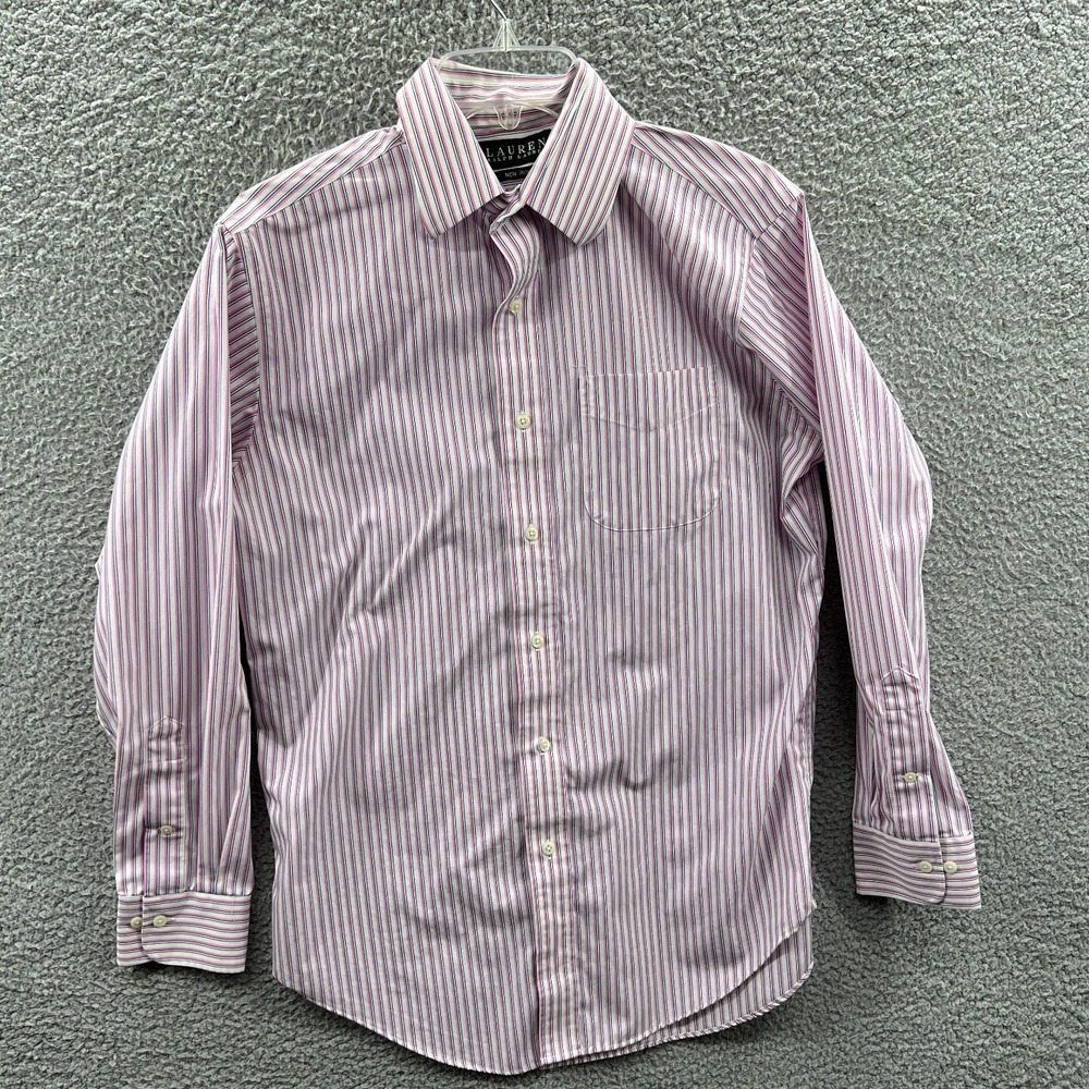 Lauren Ralph Lauren Mens Preppy Dress Shirt 15 32/33 Striped Non Iron Office